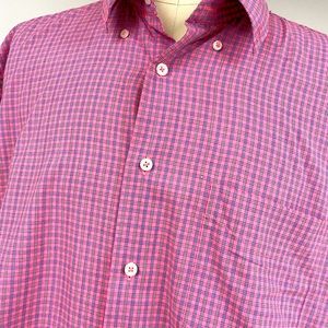 Pink Plaid Button Down Shirt XXL